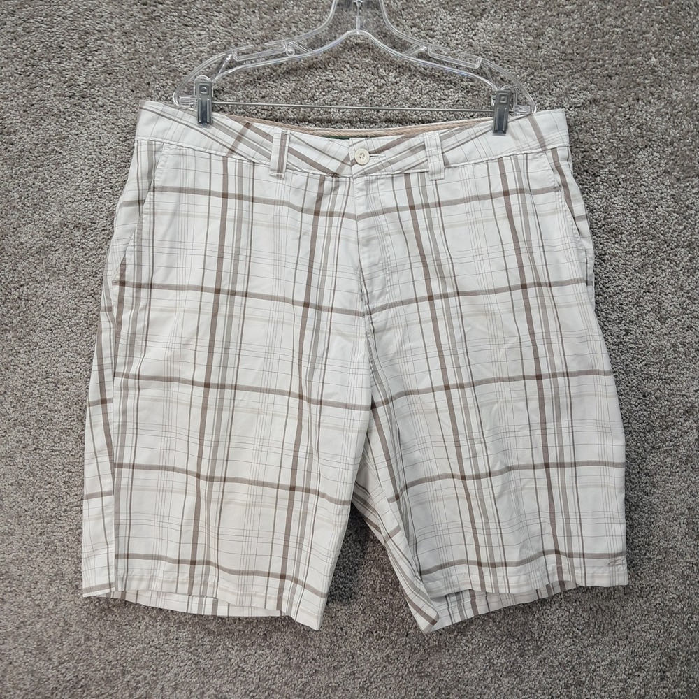 O'Neill Mens Plaid Hybrid Shorts Cream Brown Size 40 Casual Beachwear